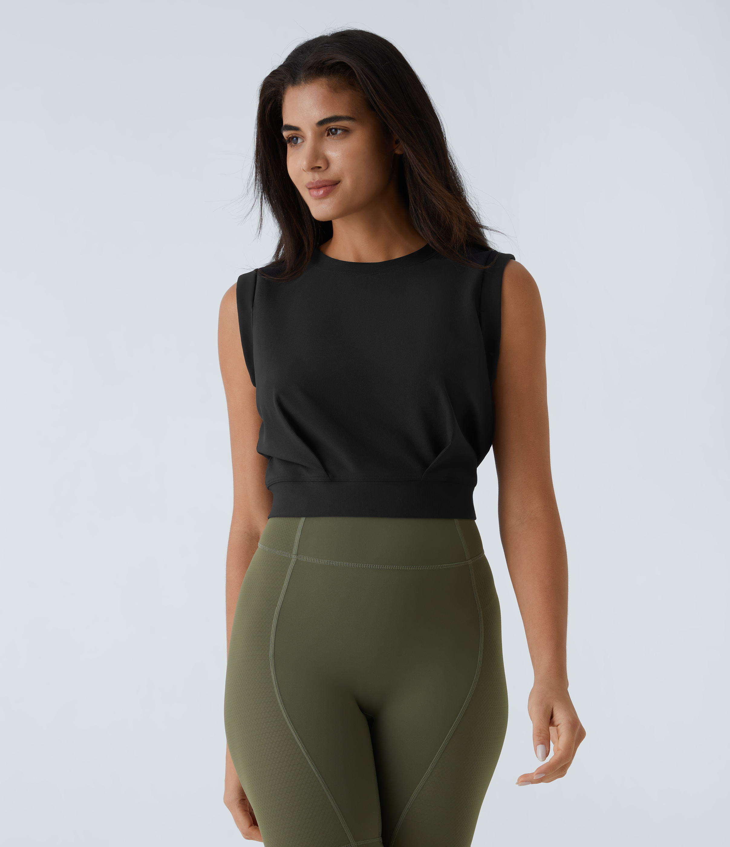 Patitoff™ Flow Pet Hair Resistant Crew Neck Sleeveless Cropped Yoga Tank Top