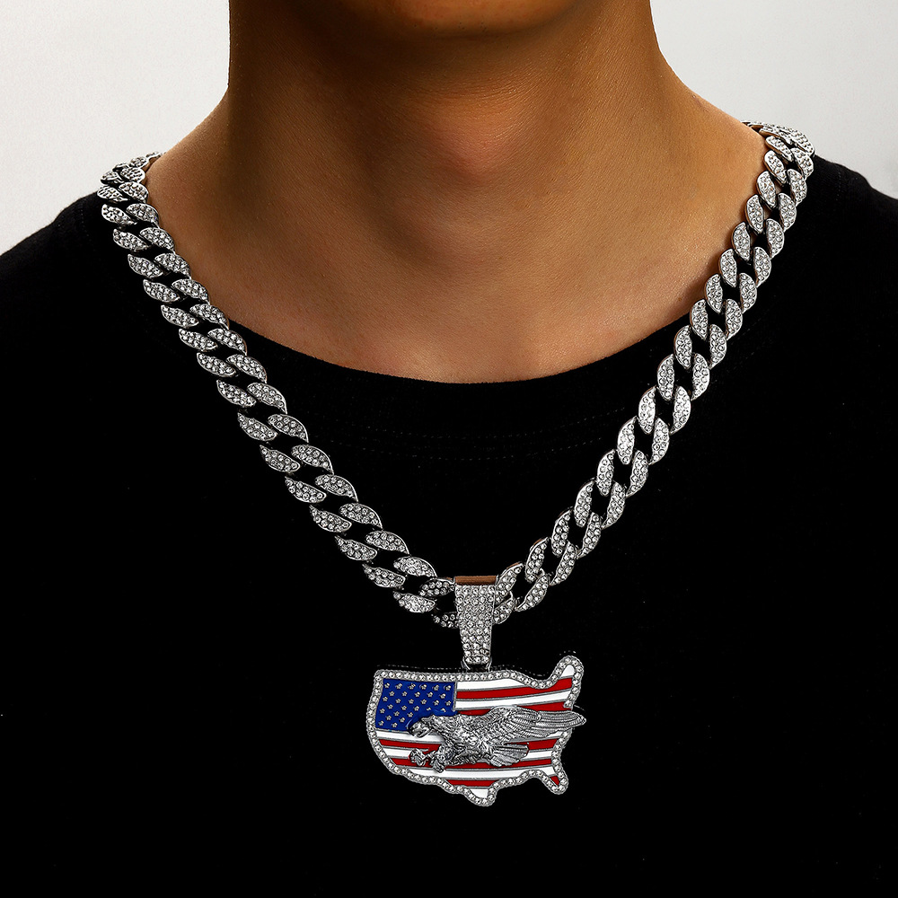 American Flag Alloy Pendant Necklace