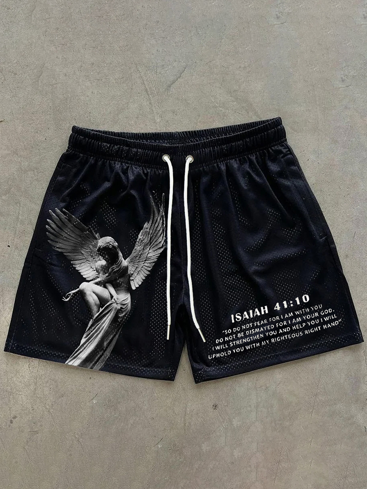 Angel Isaiah 41 10 Print Graphic Men's Mesh Shorts
