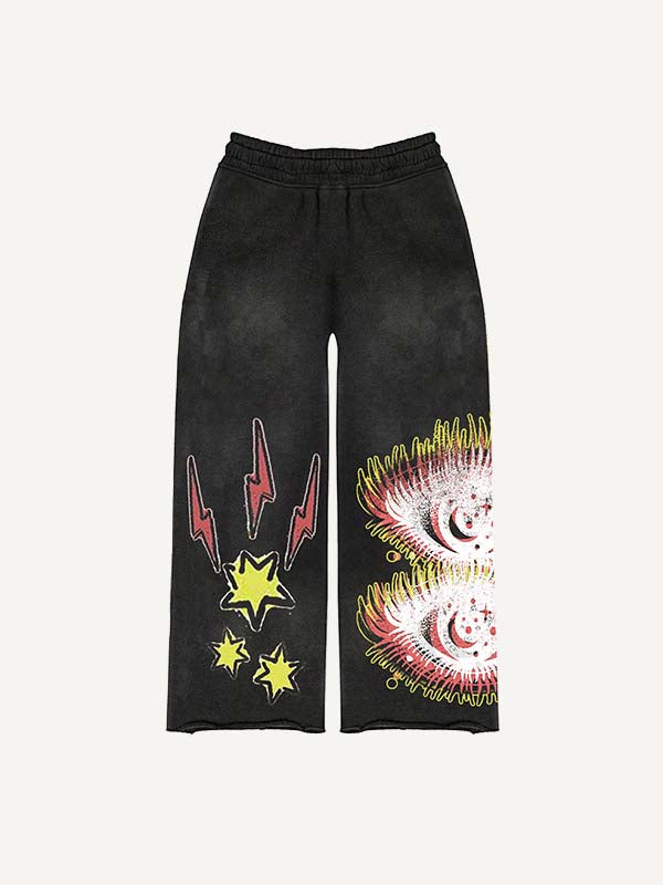 Eye&Graphic Print Elastic Waist Pants