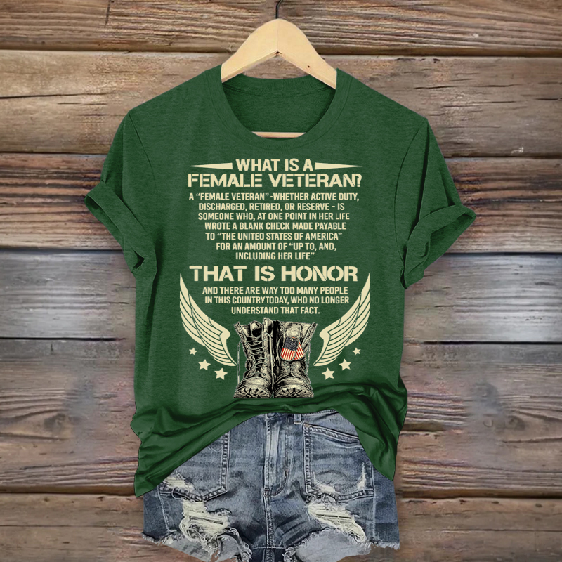 Women's Veteran Casual Printed T-shirt