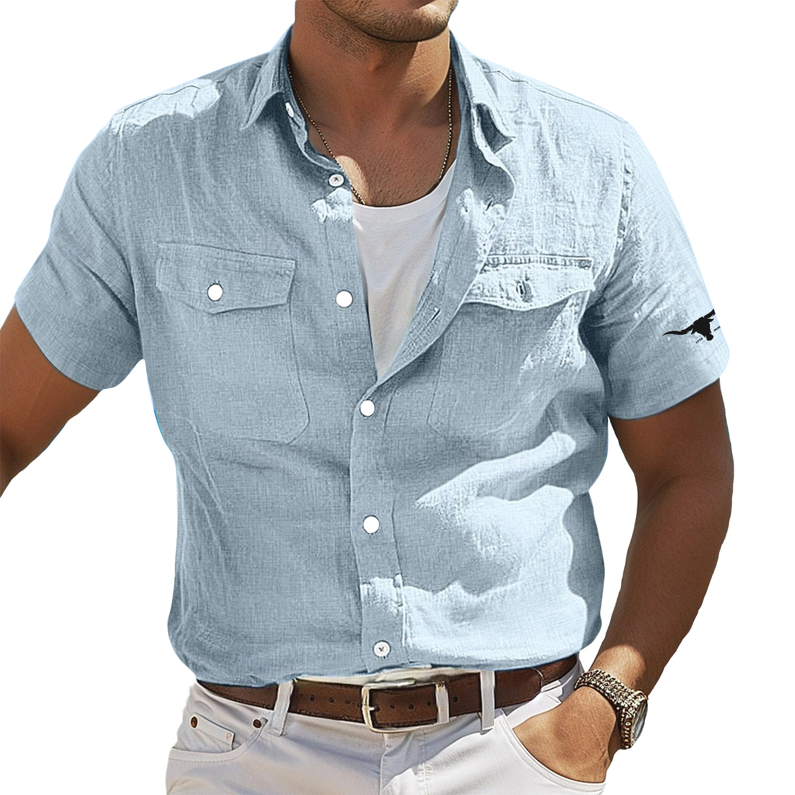 Men's Shirt Linen Shirt Summer Shirt Beach Shirt Solid Color Vacation