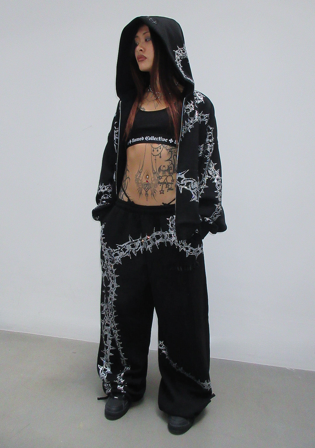 OMEN RHINESTONE OVERSIZED SET BLACK