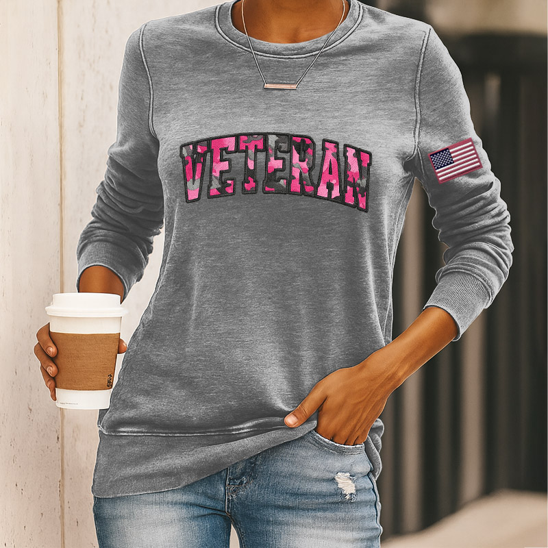Women's Veteran Print Casual Sweatshirt