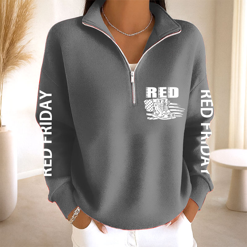 Women's Red Friday Print Casual Sweatshirt