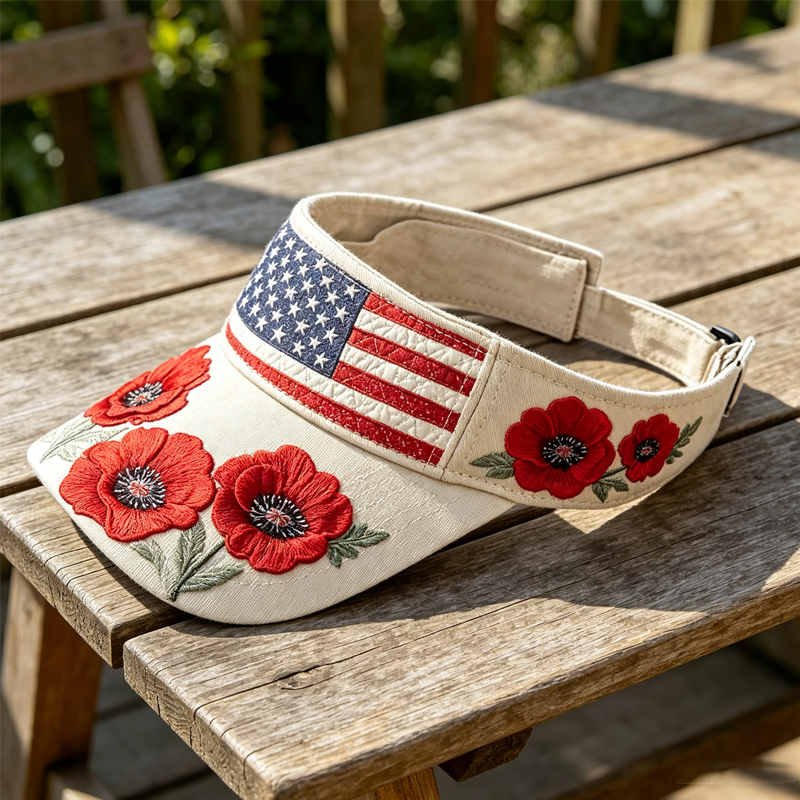 US Memorial Day Poppy Art Print Casual Tennis Cap