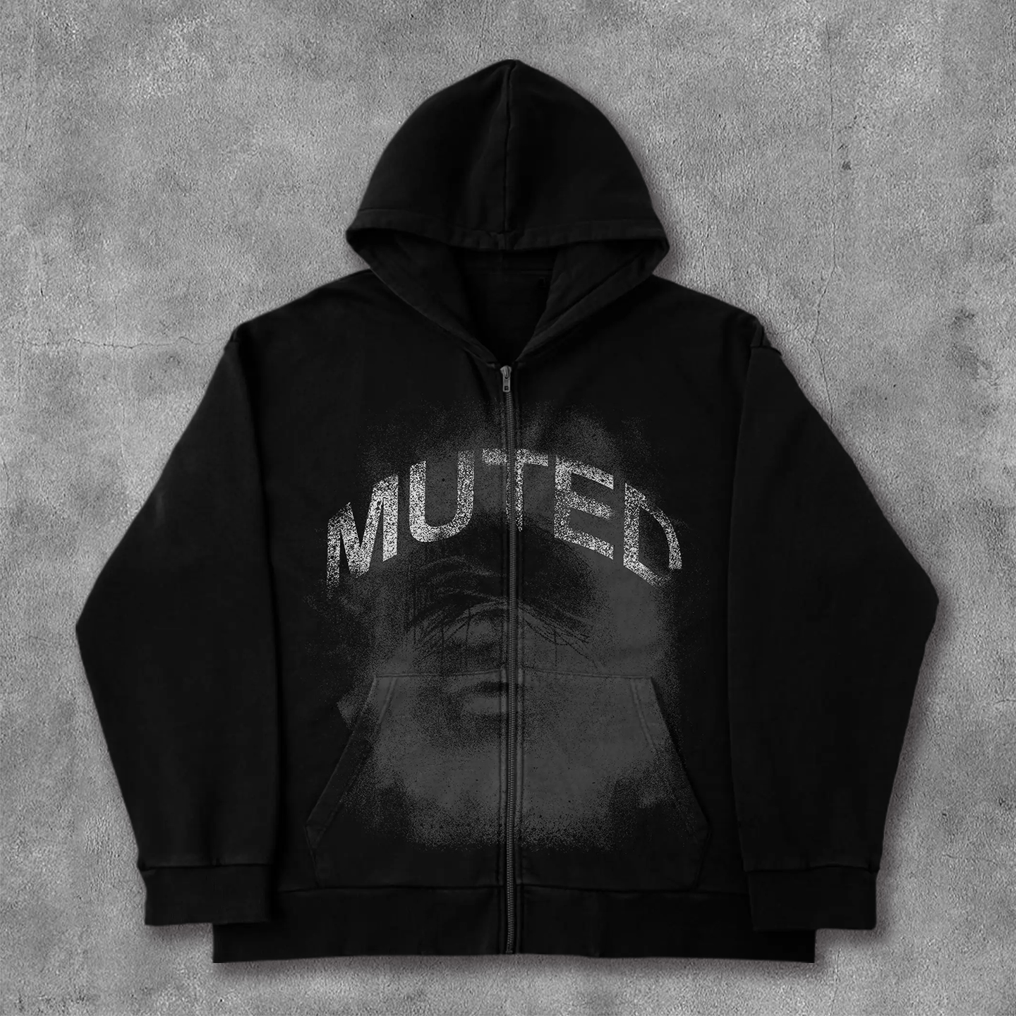 Muted Print Long Sleeve Zip Up Hoodies