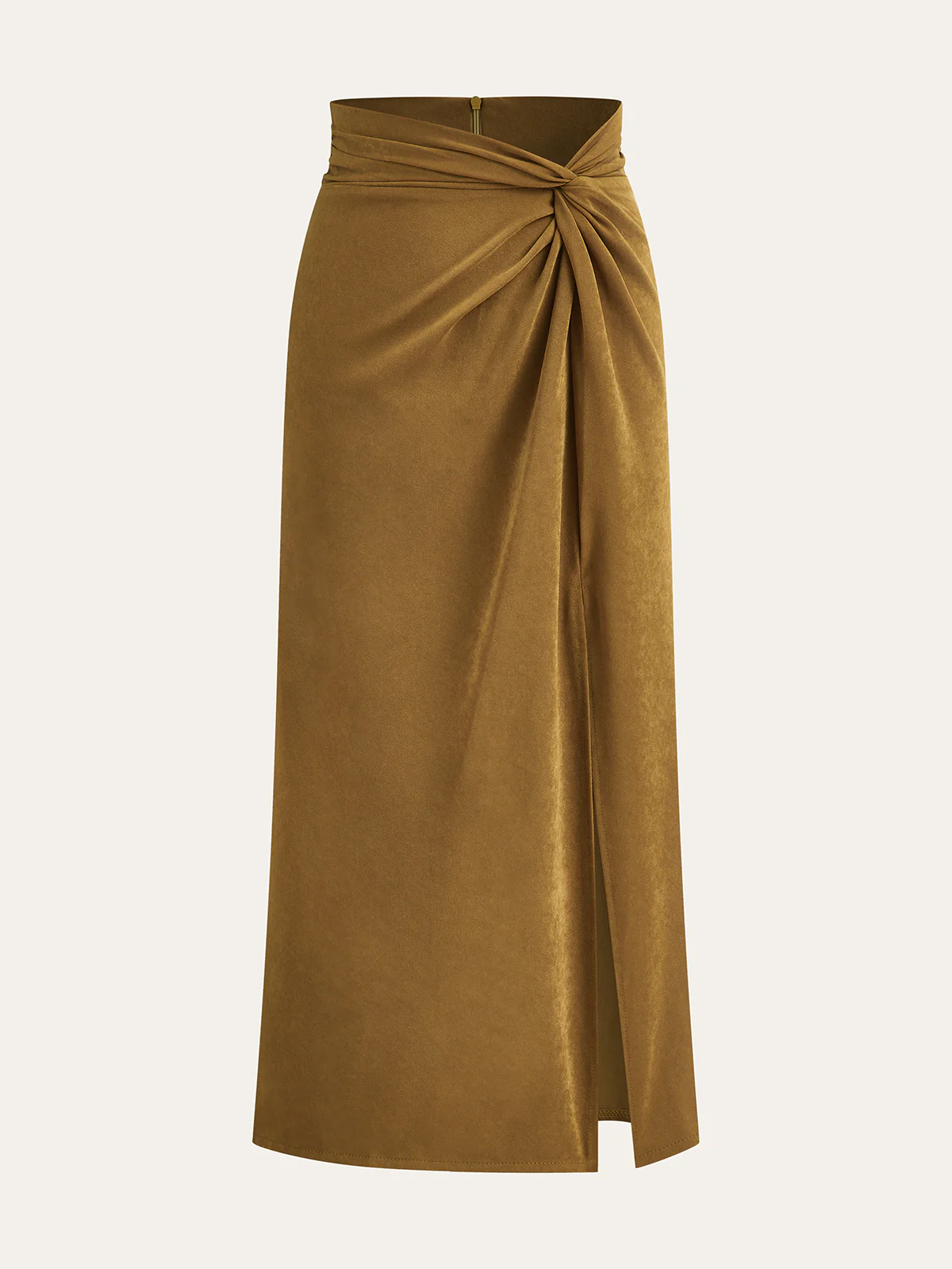 Twist Front Slit Midi Skirt