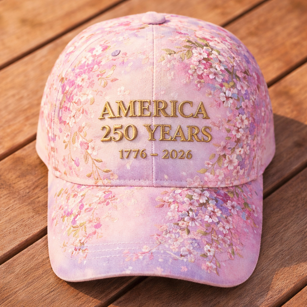 America 250 Years 1776–2026 Floral Embroidered Commemorative Baseball Cap