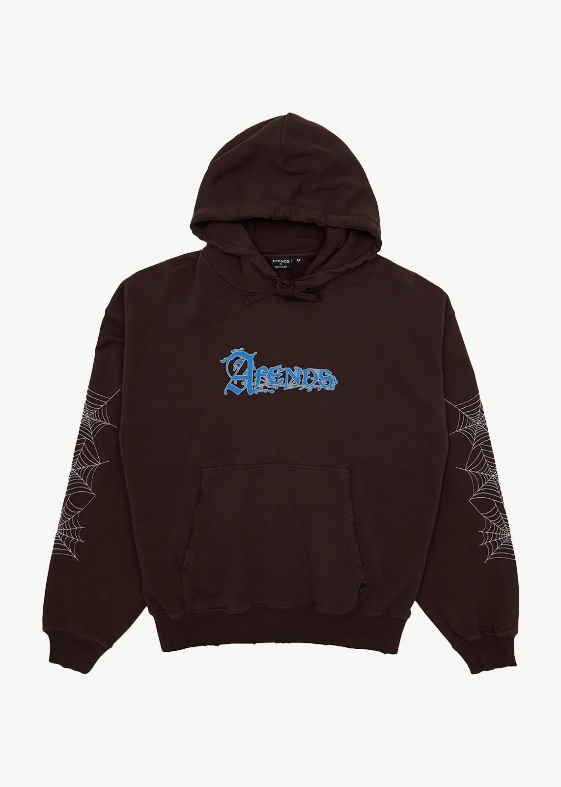 AFENDS Mens Labyrinth - Boxy Pull On Hood - Washed Coffee