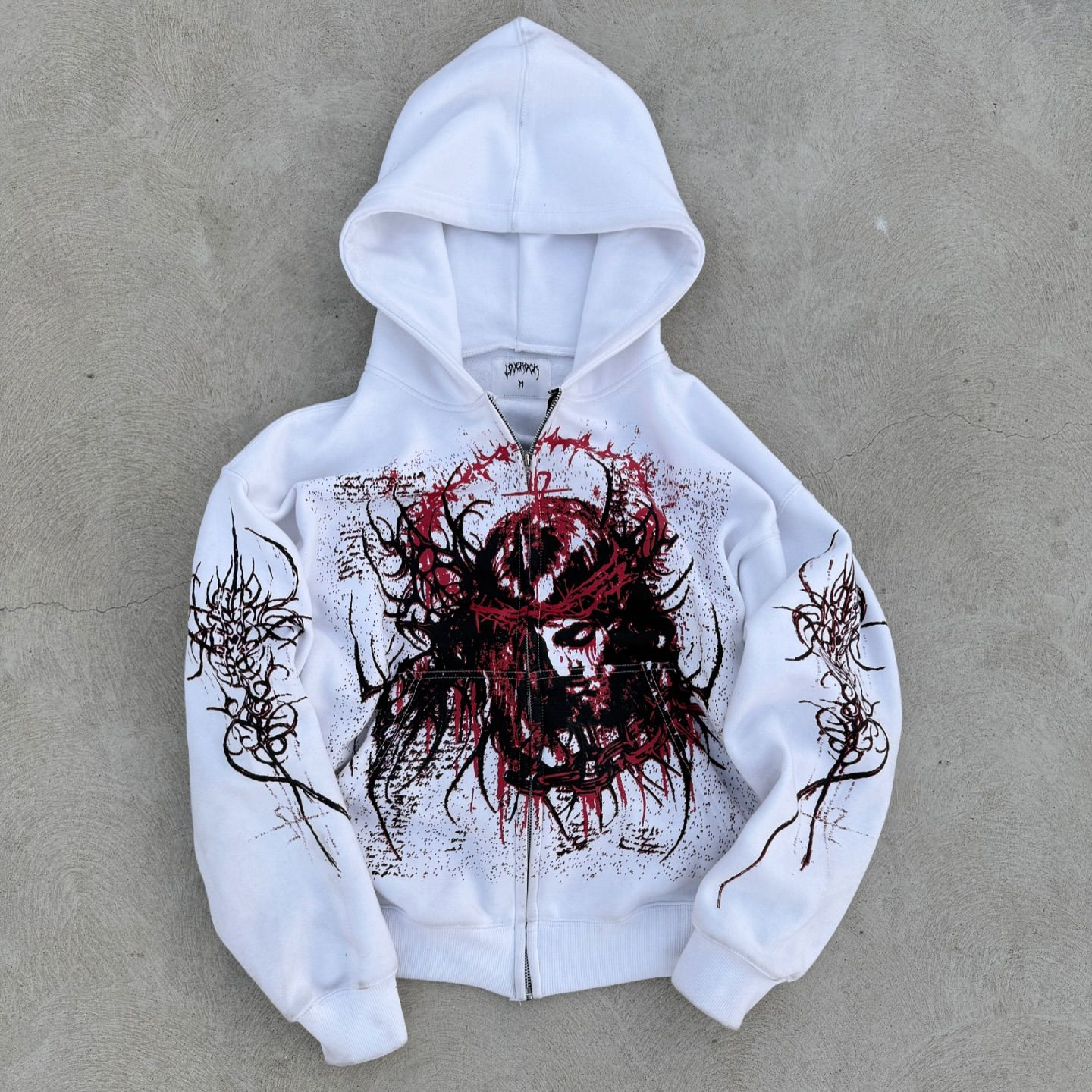 Religious Vintage Zip-Up Hoodie