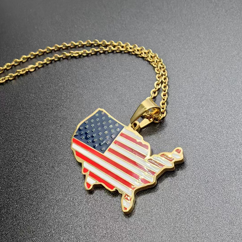 Men's American Map Necklace