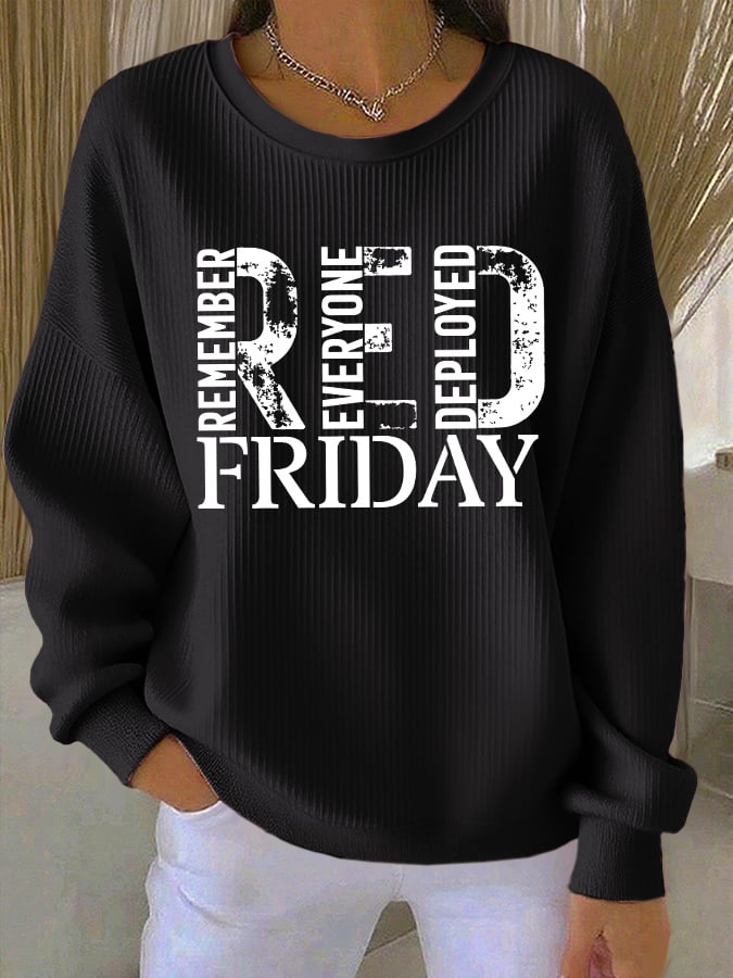 Women's On Friday We Wear Red Print Round Neck Sweatshirt