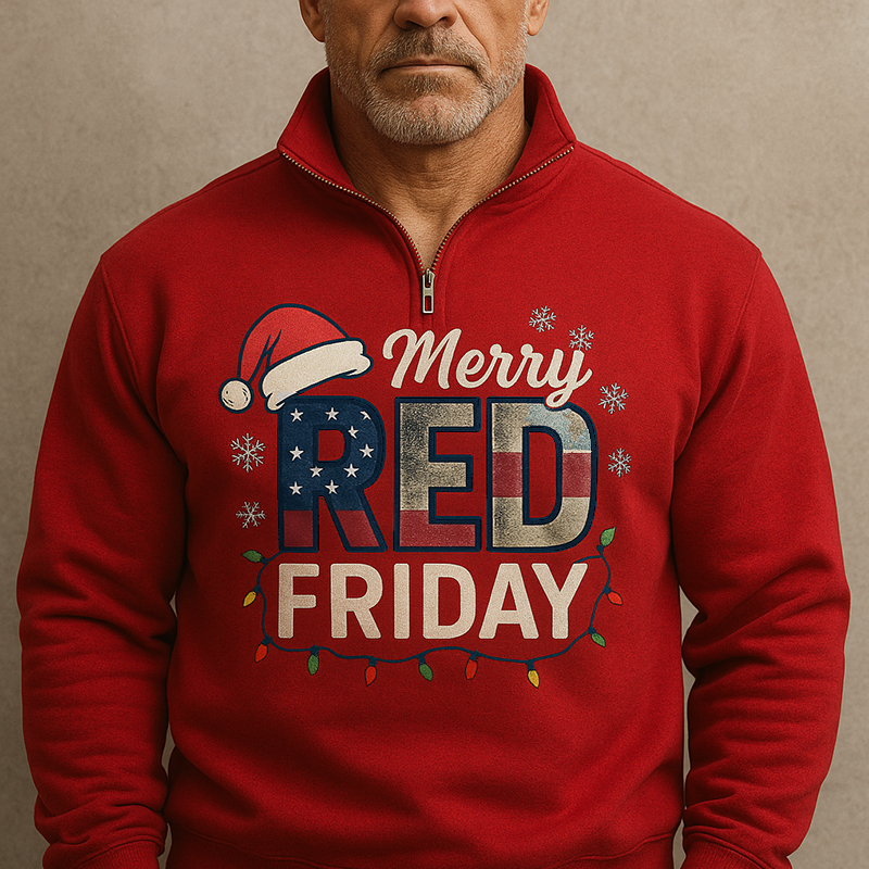 Men's Red Friday Art Print Zip-Up Sweatshirt