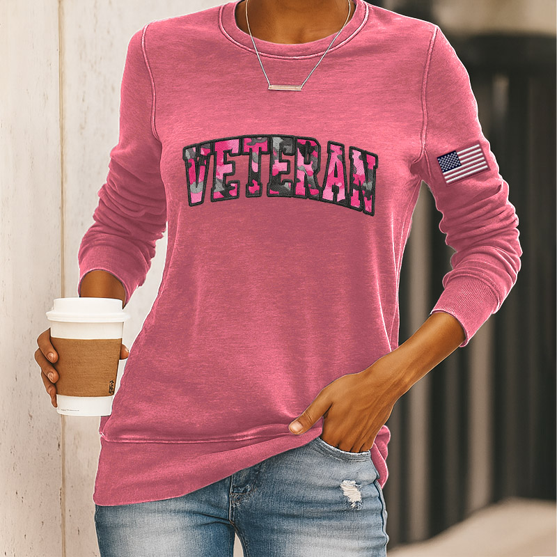 Women's Veteran Print Casual Sweatshirt