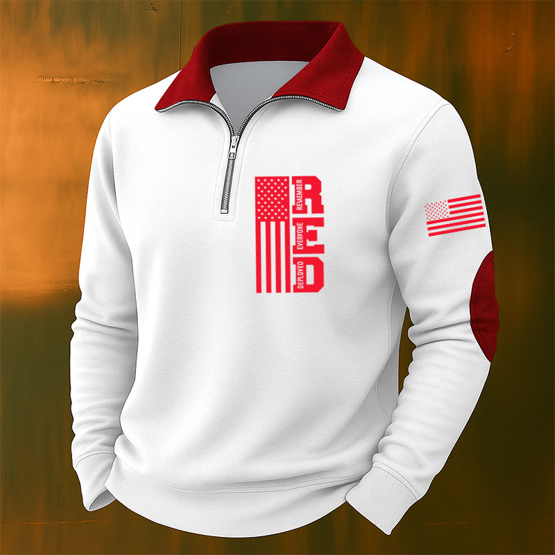 Men's Red Friday Casual Zipper Sweatshirt