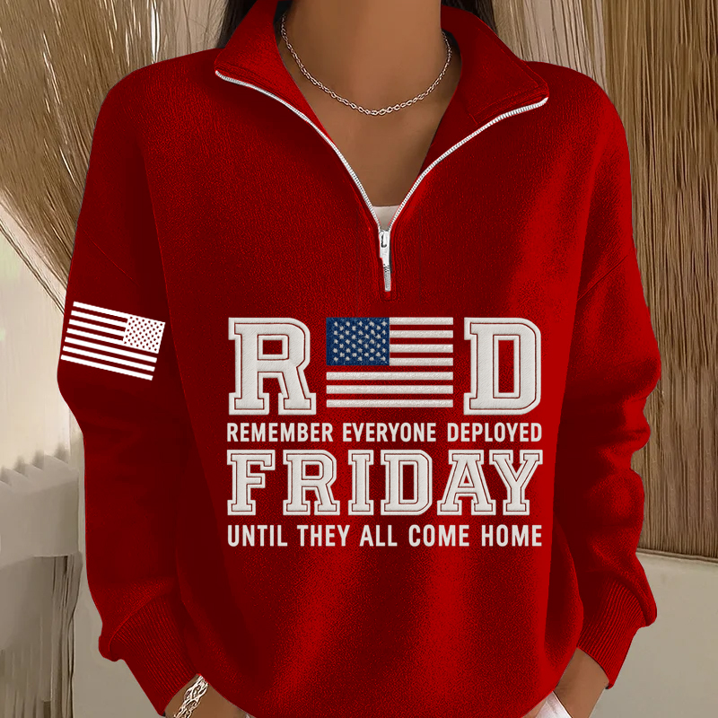 Women's Red Friday Printed Casual Sweatshirt