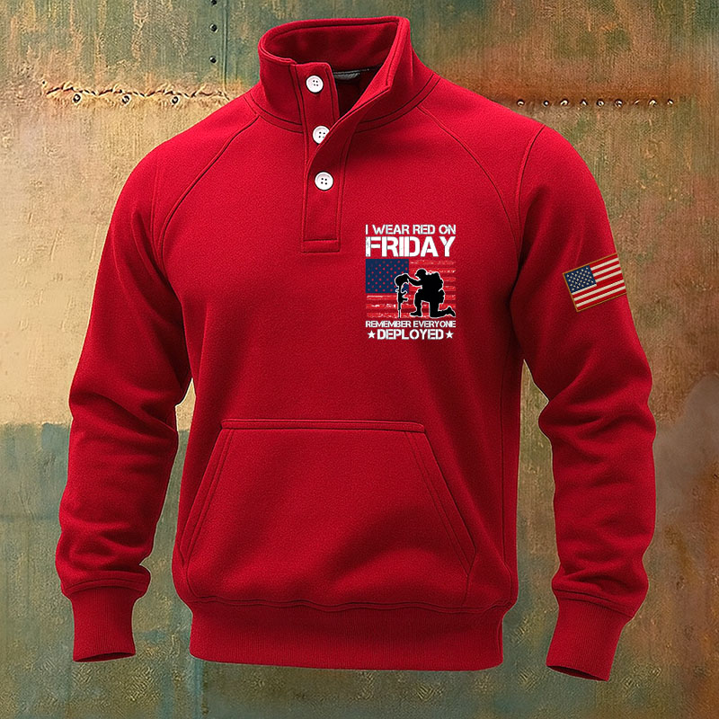 Red Friday Print Casual Men's Sweatshirt