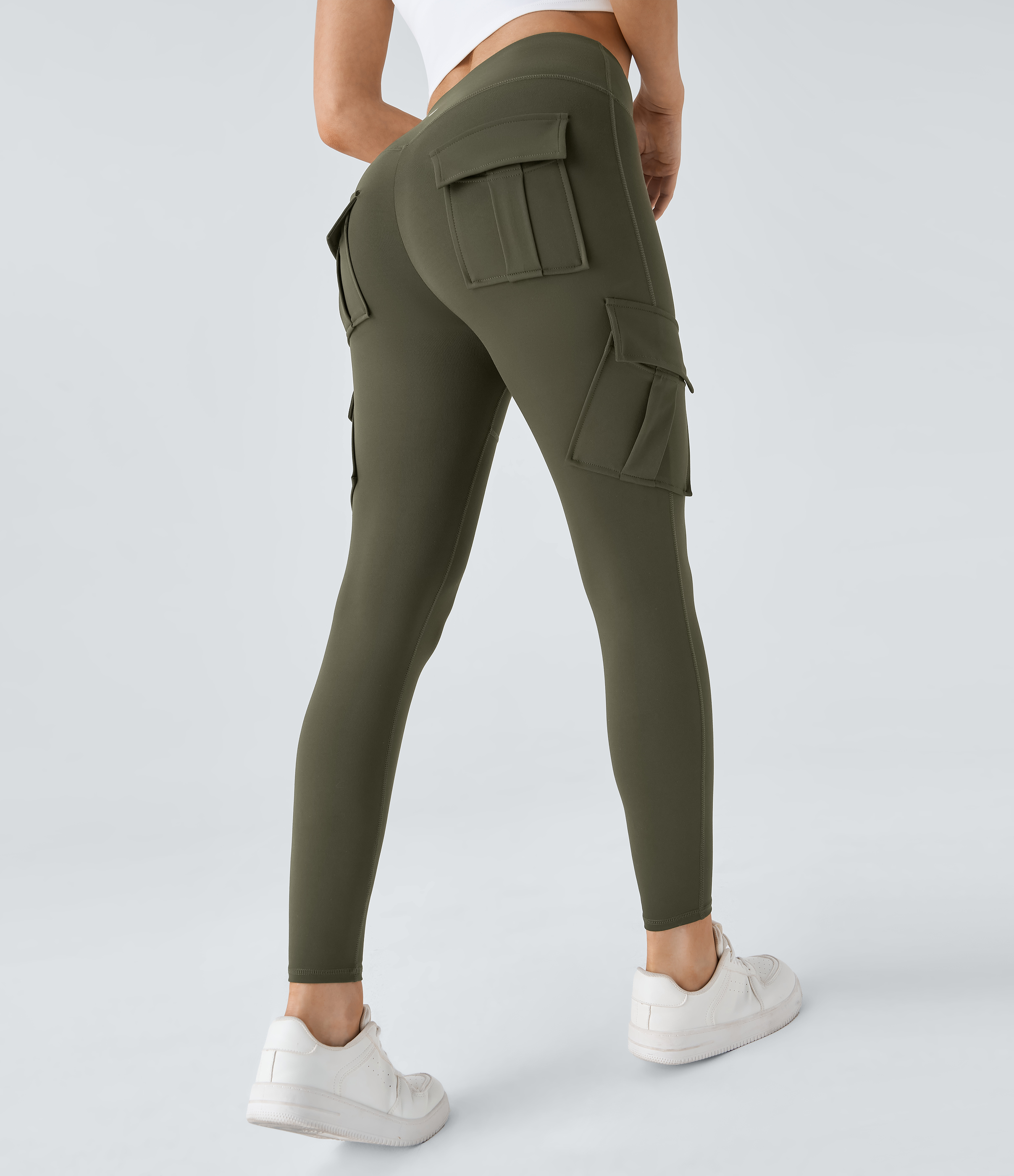 High Waisted Cargo Pocket Skinny Yoga Leggings