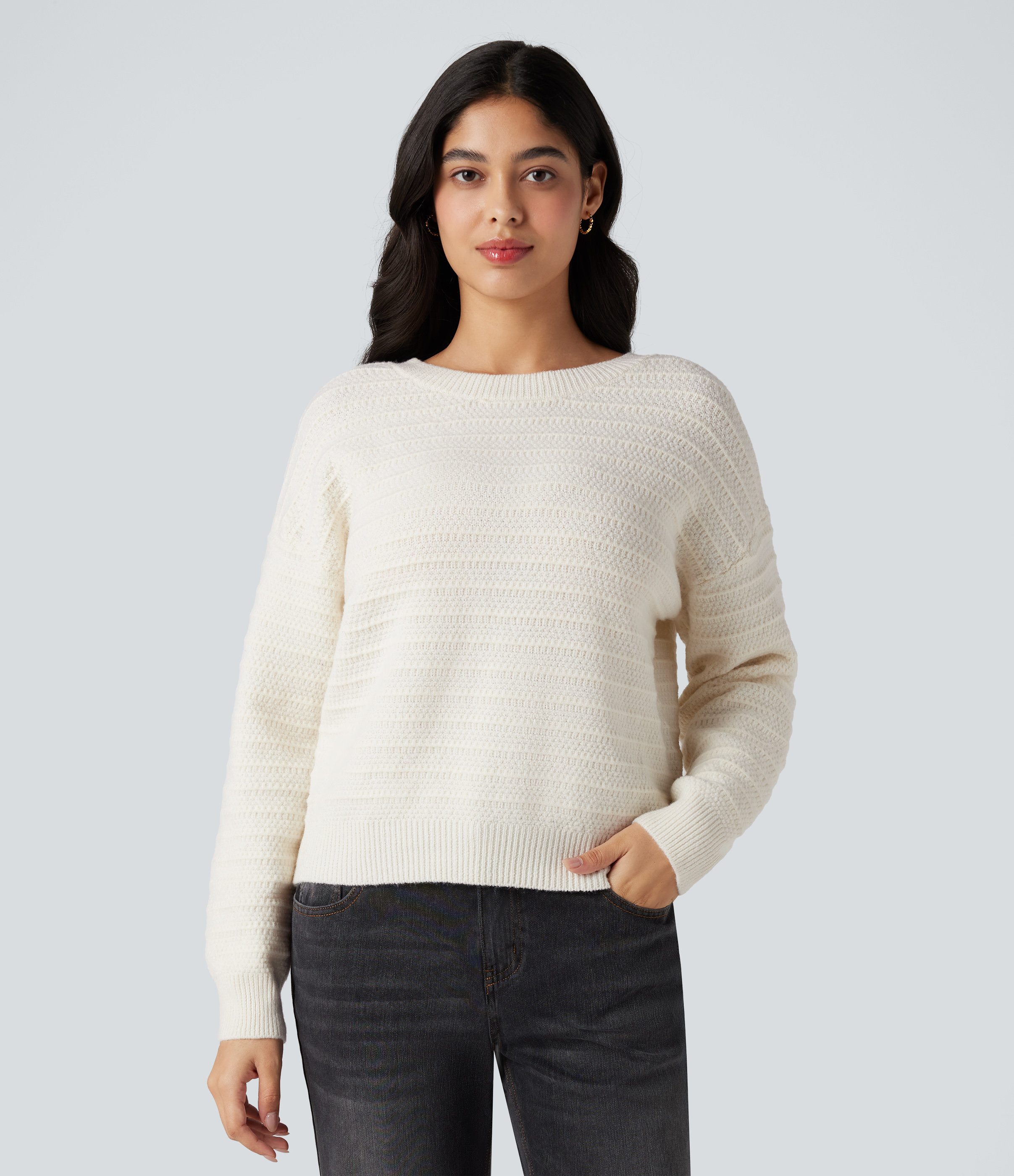 Long Sleeve Tie Back Work Sweater