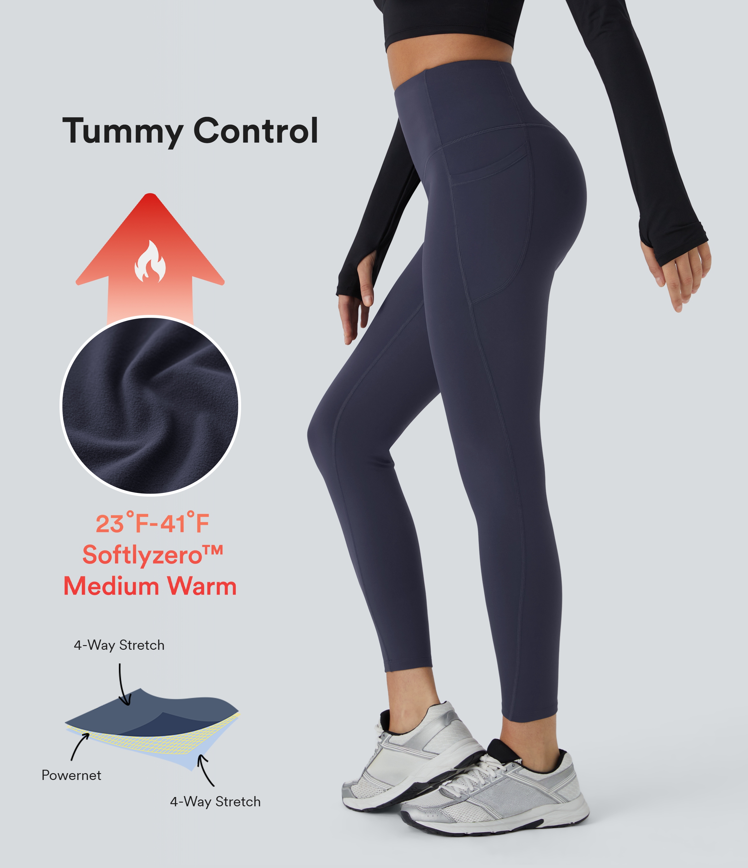SoftlyZero™ Plush Thermal High Waisted Tummy Control Pocket Workout Leggings