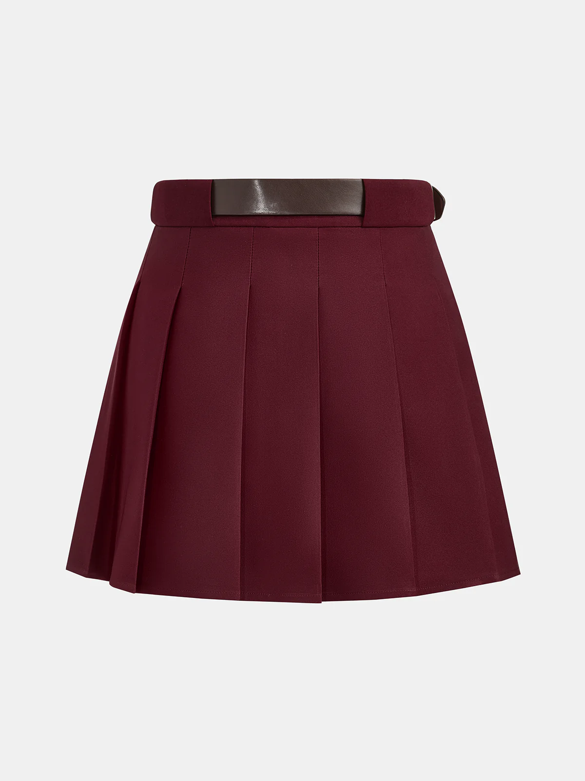 Belted Pleated Mini Skirt