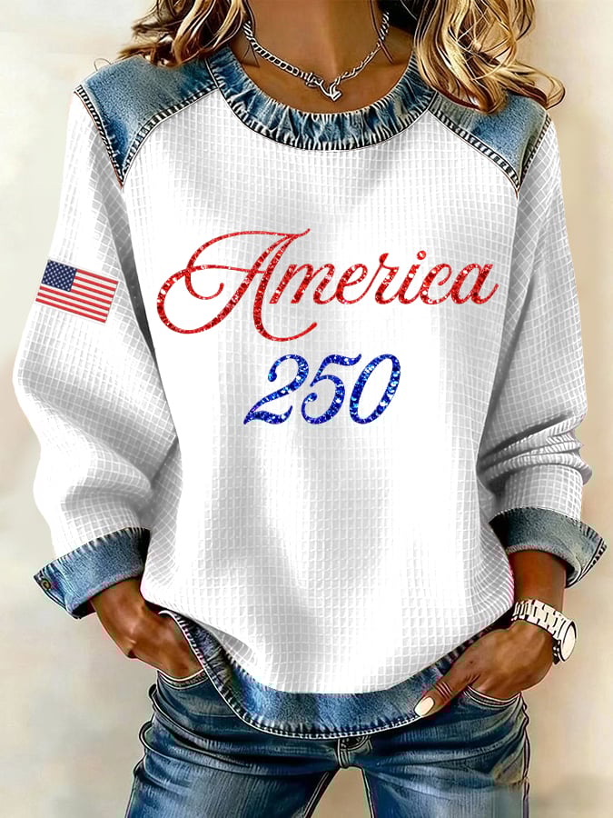 Women's 250th Anniversary Patchwork Casual Sweatshirt