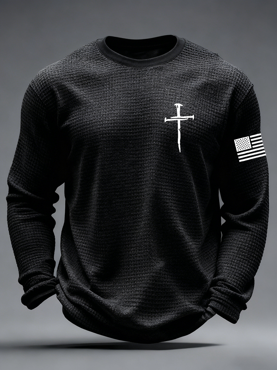 Men's Jesus The Way The Truth The Life Cross  Waffle Long Sleeve T-Shirt