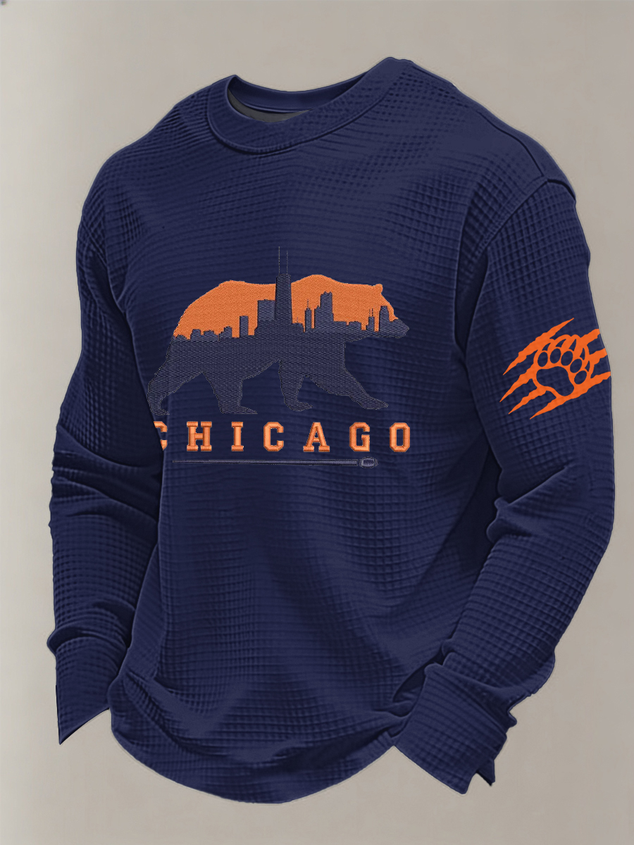 Men's Football Fans Gameday Casual Waffle Sweatshirt
