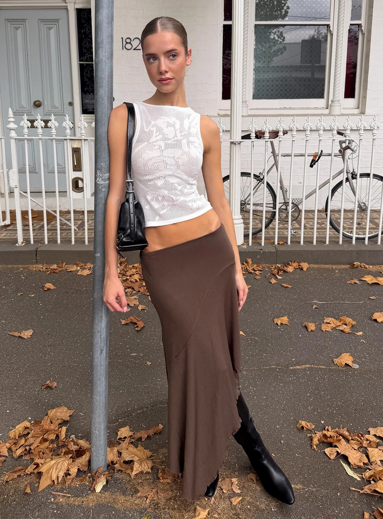 Futura Asymmetrical Midi Skirt Chocolate