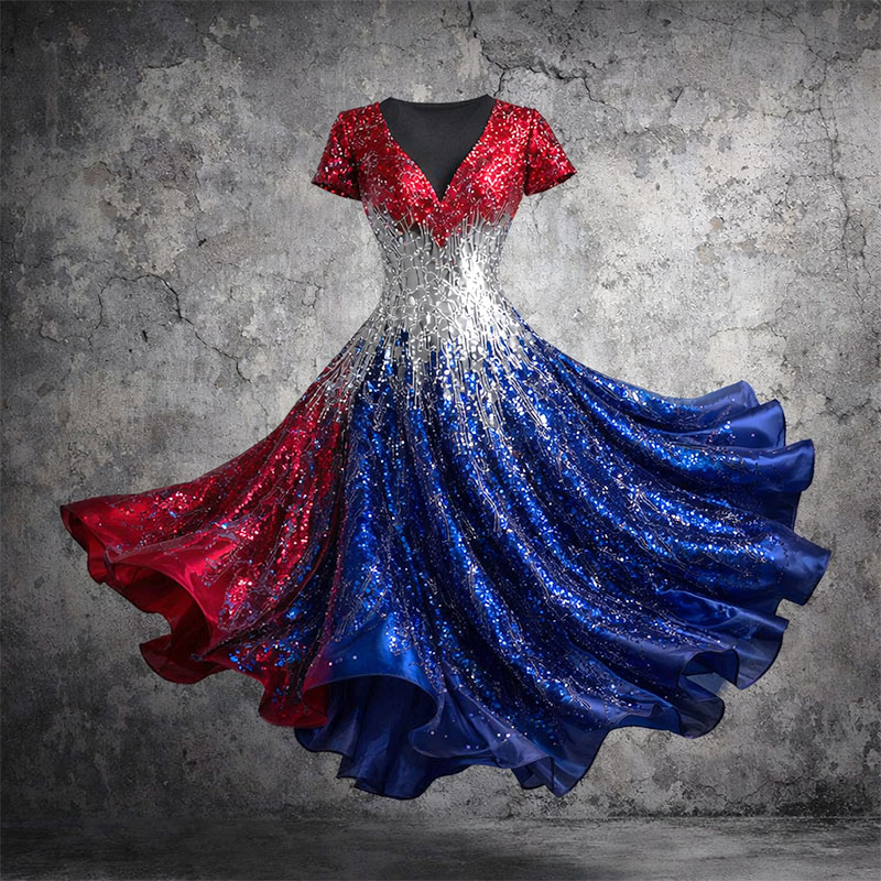 US 250th Anniversary Art Print Short-Sleeve Casual Dress