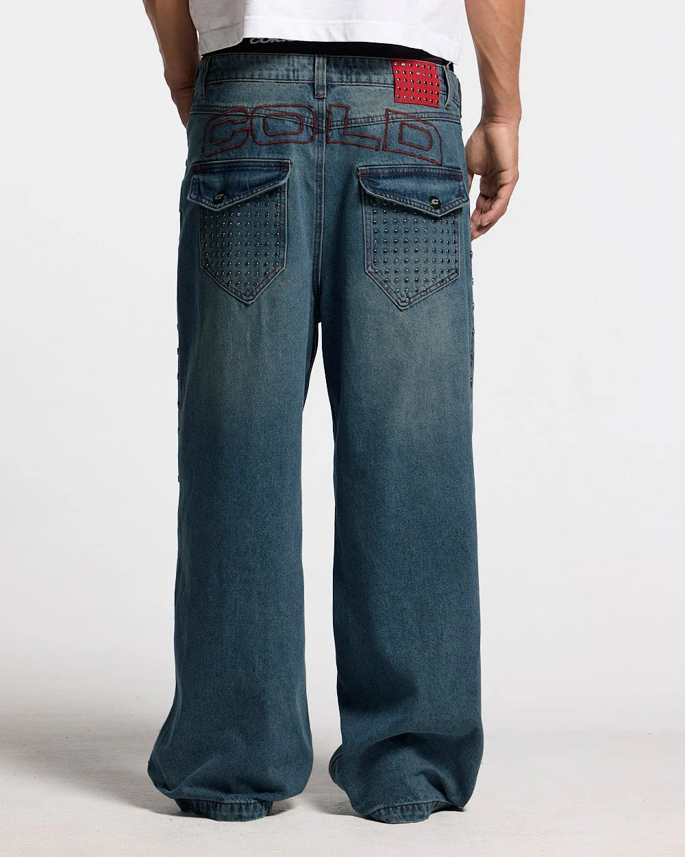 STUDS PANTS LIGHT BLUE DENIM