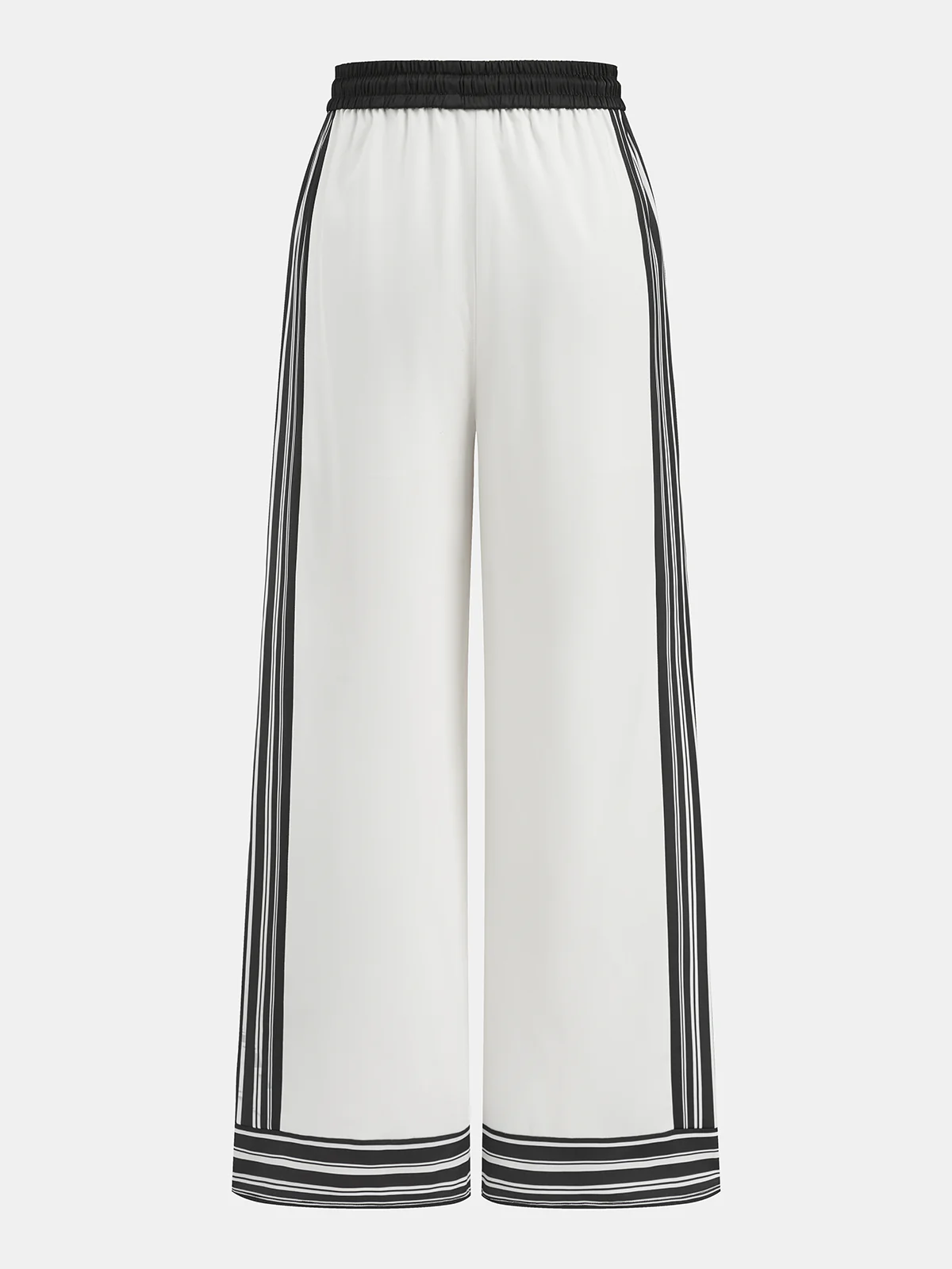 Striped Trim Drawstring Wide-Leg Pants