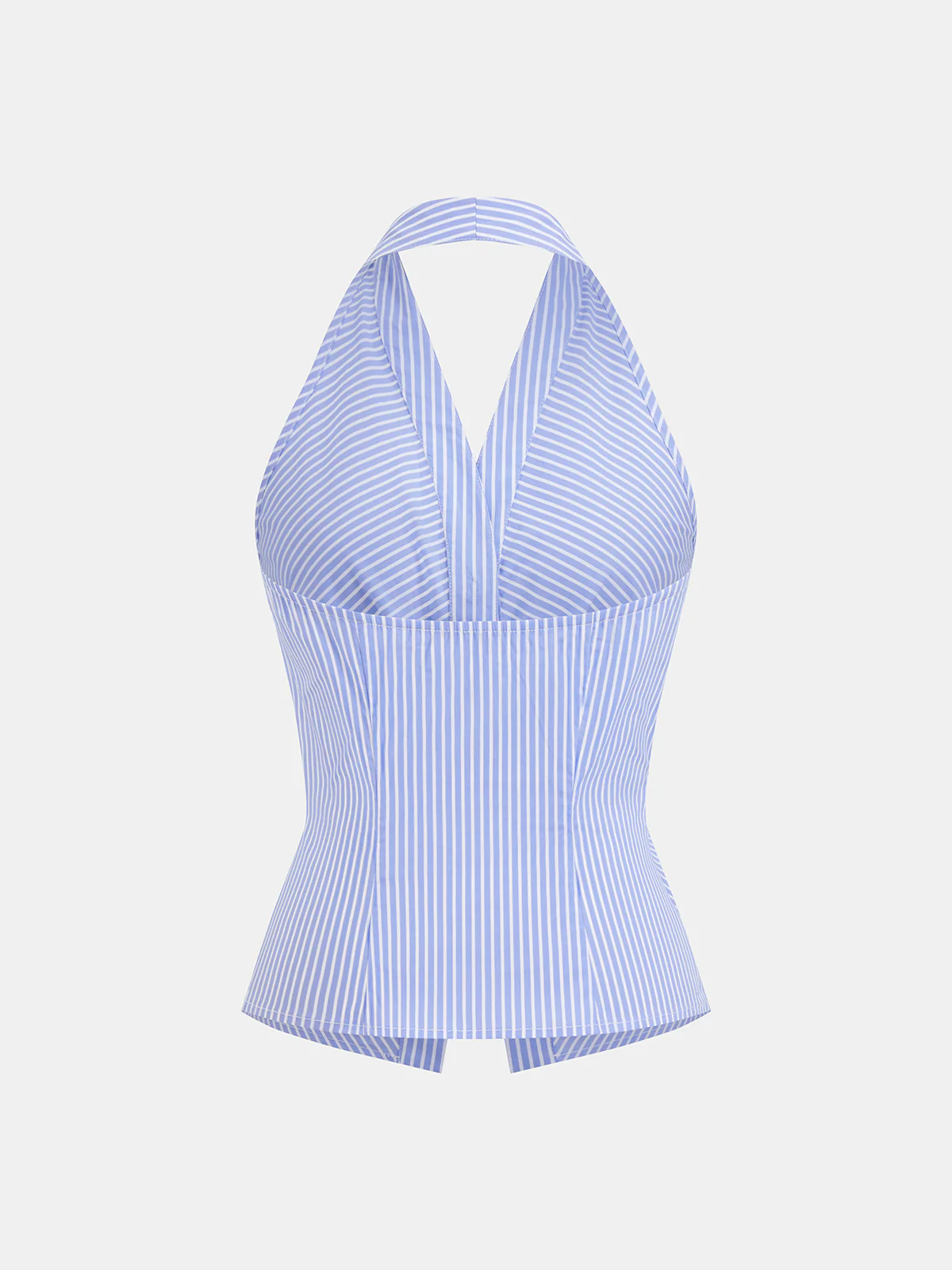 Cotton Blend Striped Halter Top