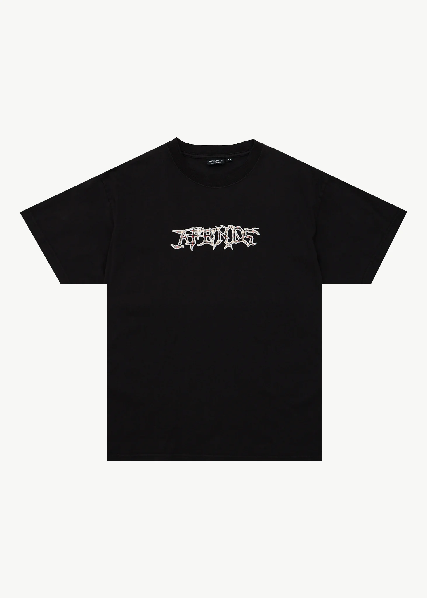 AFENDS Mens Kharma -  Heavyweight Boxy Tee - Stone Black