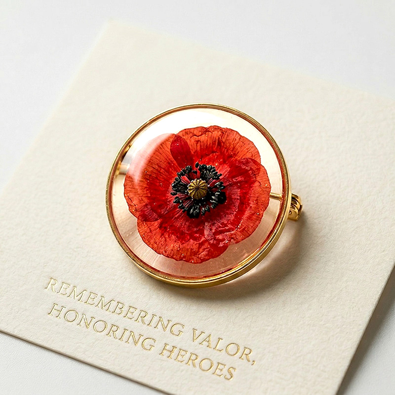 US Memorial Day Poppy Exquisite Brooch