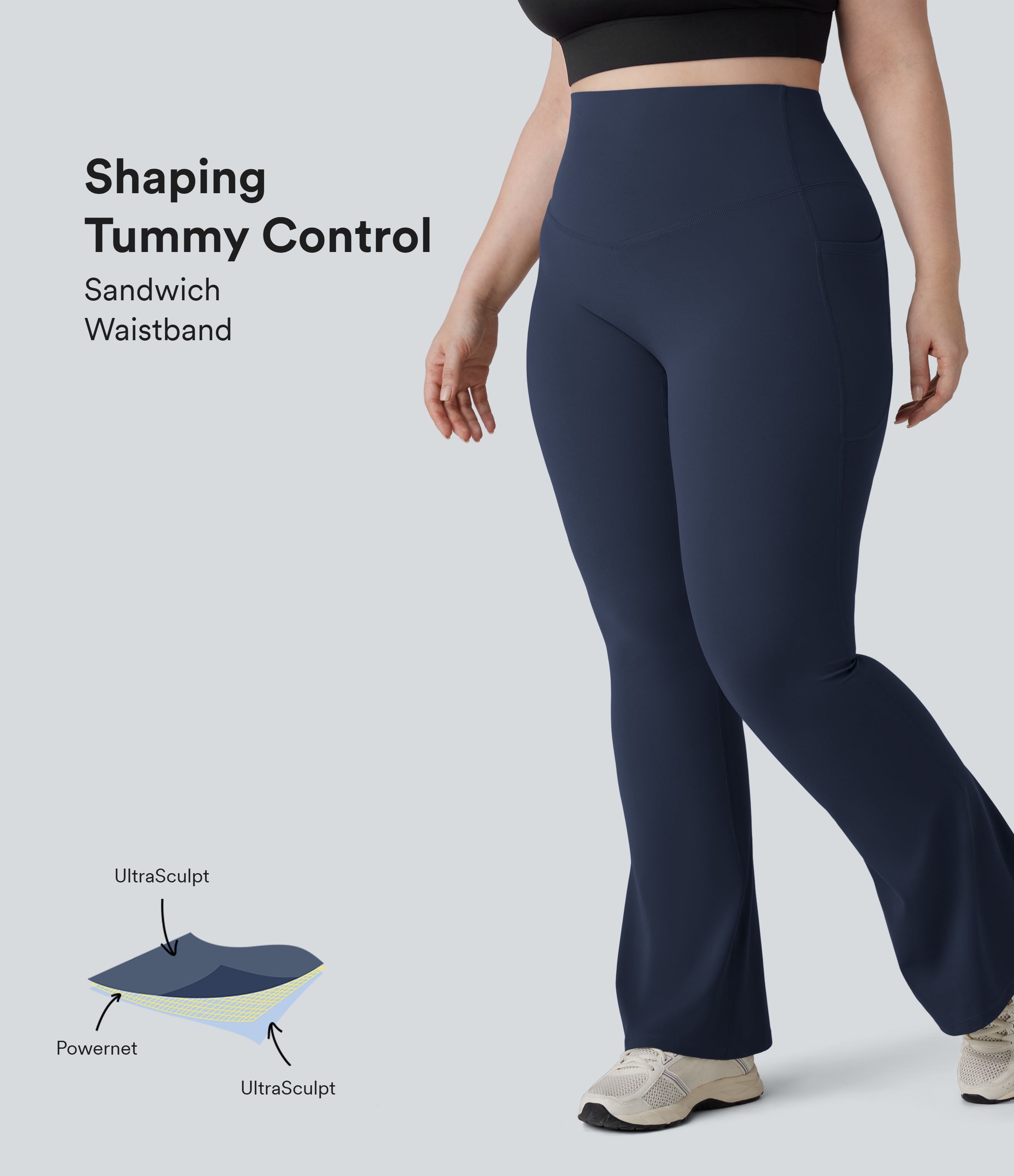 Halara UltraSculpt™ High Waisted Tummy Control Pocket Shaping Yoga Bootcut Plus Size Leggings