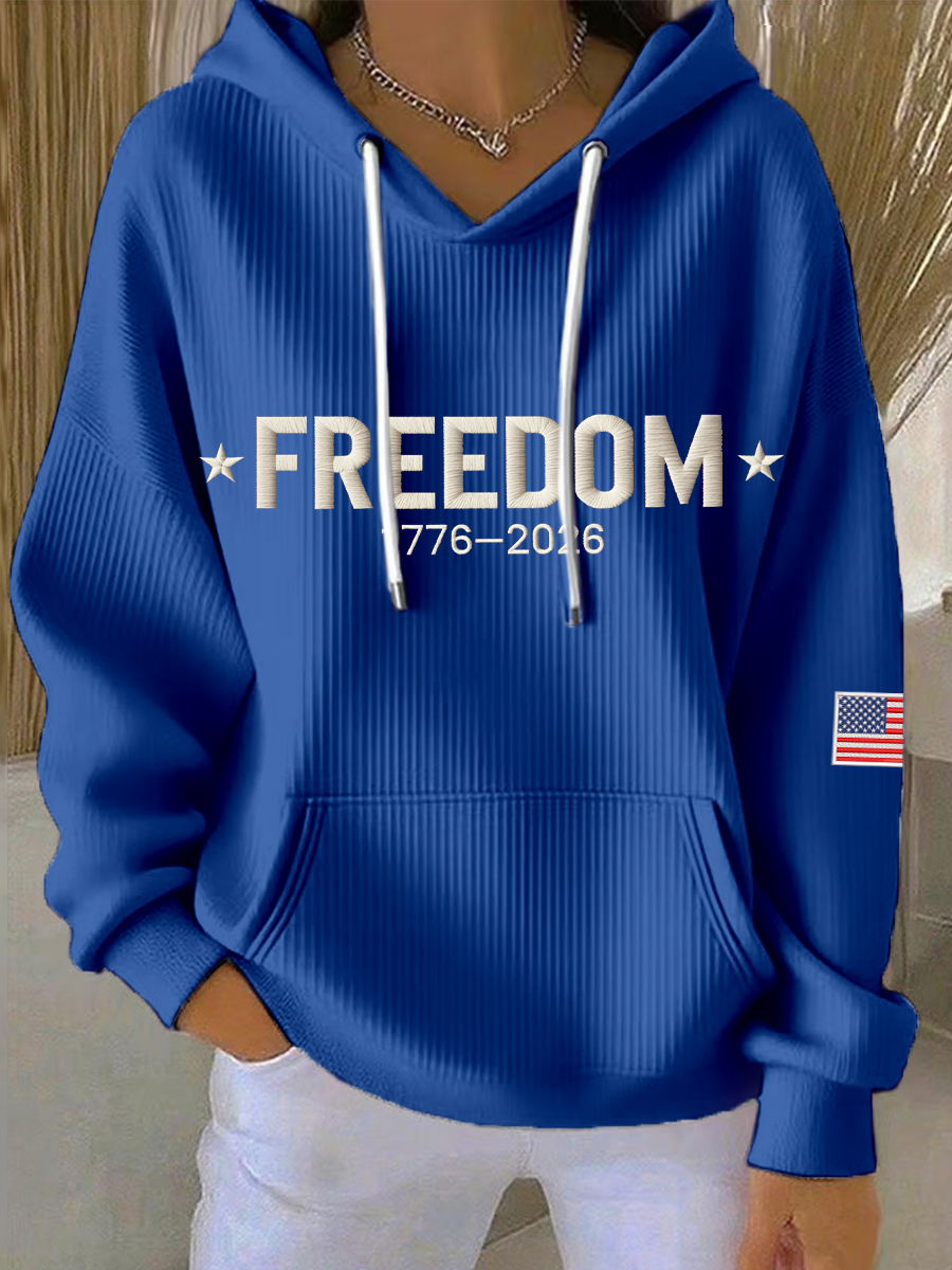 Women's 1776-2026Freedom 1776–2026 Embroidered Pattern Hoodie