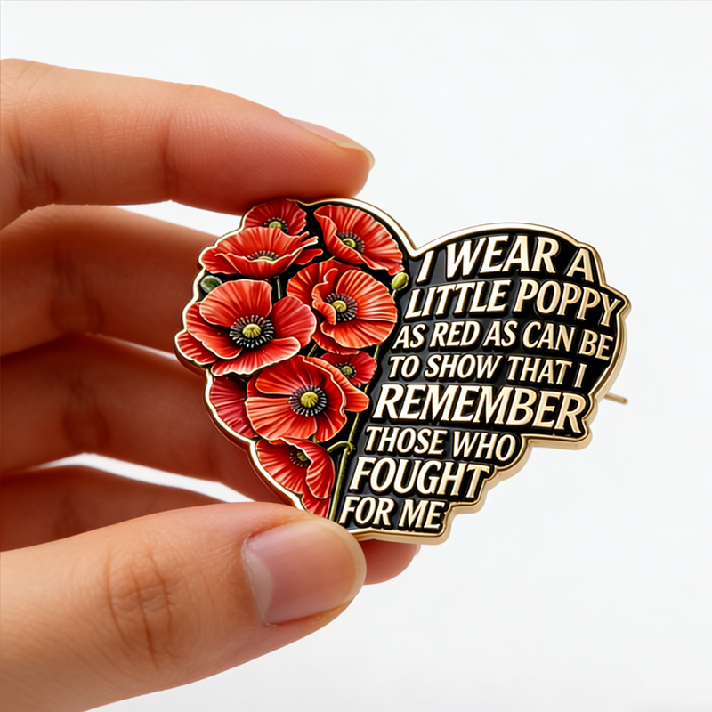 Unisex US Memorial Day Poppy Exquisite Brooch