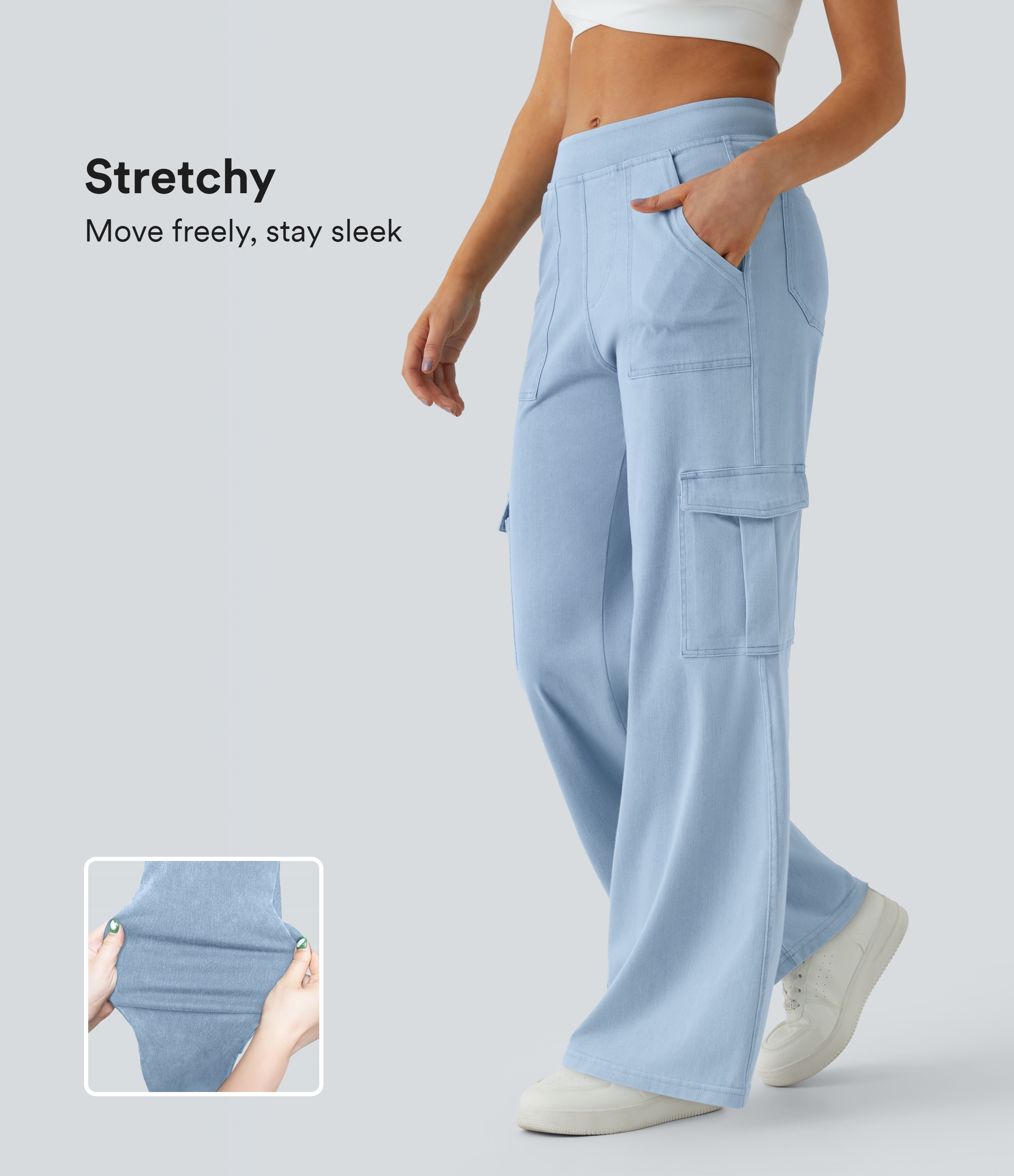 Halara Flex™ Mid Rise Pockets Straight Leg Casual Cargo Jeans