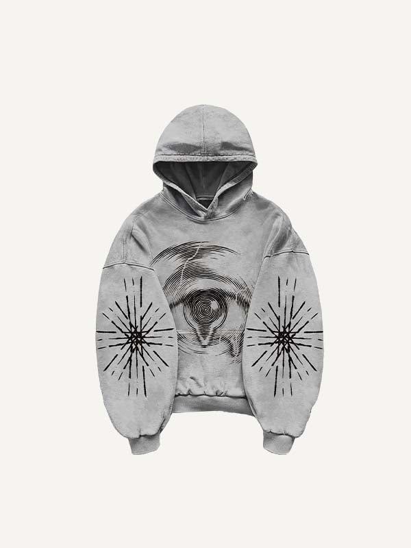 Eye&Tears&Graphic Print Slant Pockets Hoodie