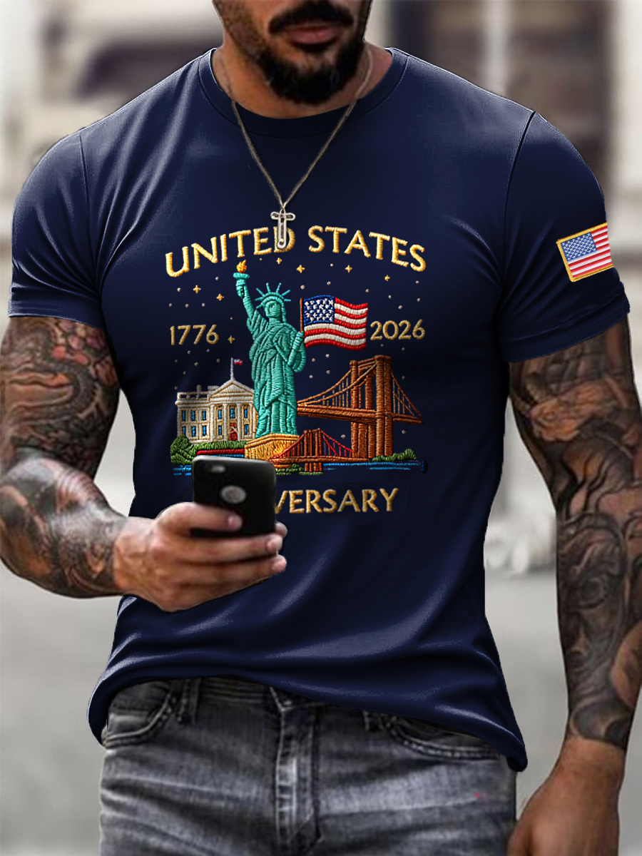 Men's Vintage 250th Anniversary Commemorative Casual T-Shirt