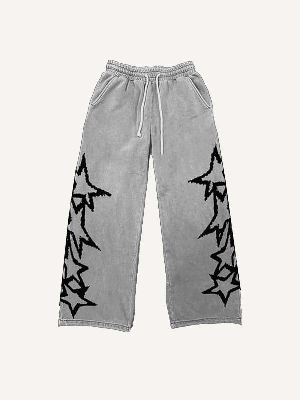 Star Print Elastic Waist Pants