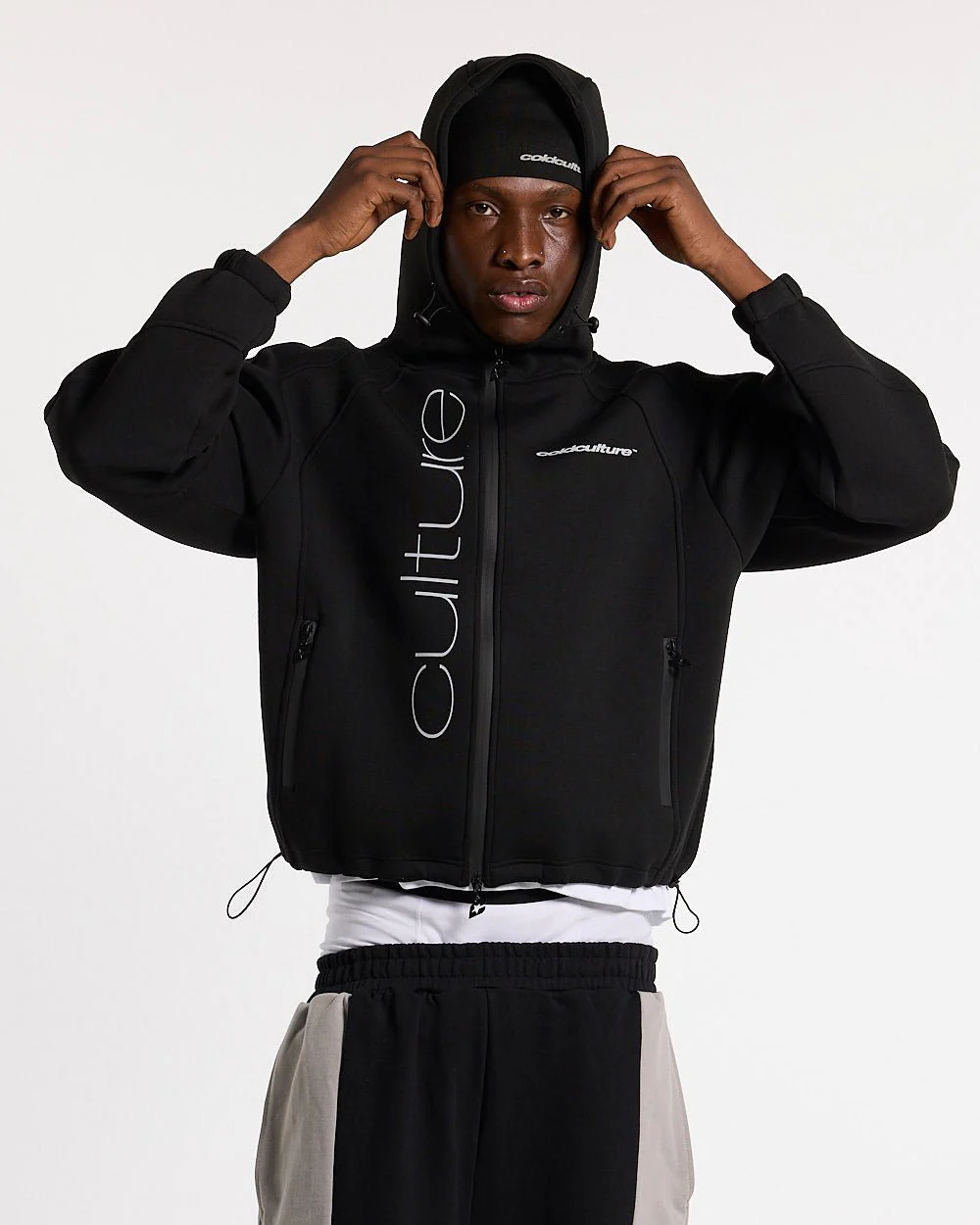 SCUBA ZIP HOODIE GREY & BLACK