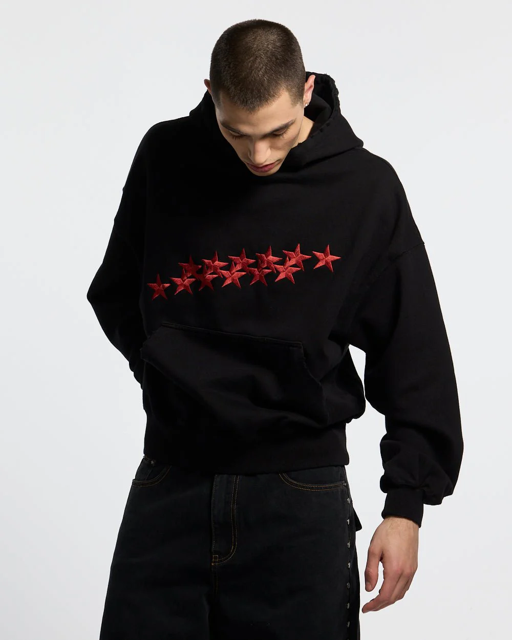 STARS HOODIE BLACK & RED