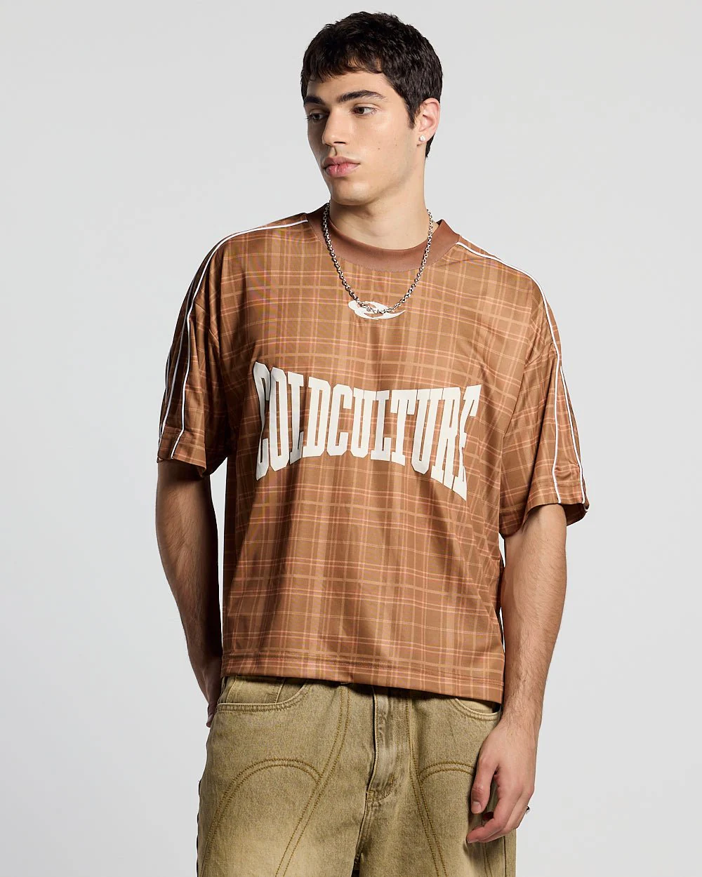 HIGHLANDS PLAID TEE BEIGE