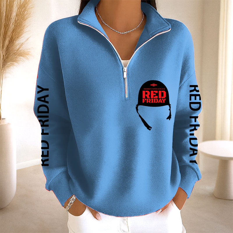 Women's Red Friday Print Casual Sweatshirt