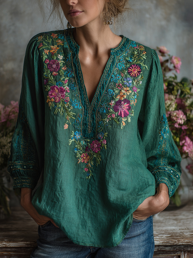 Women's Boho Floral Pattern Cozy Top