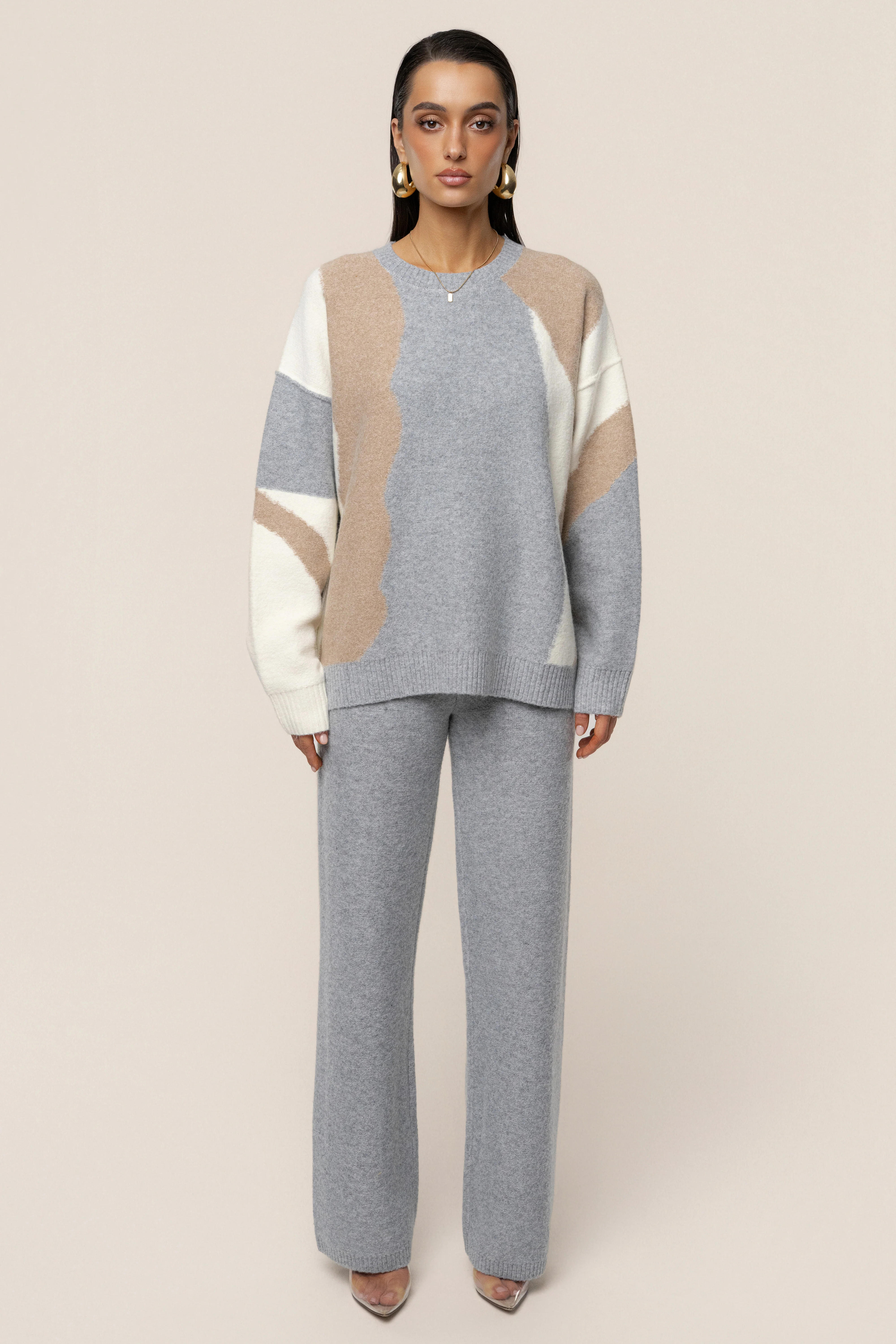 Grey Emelie Knit Pant Set