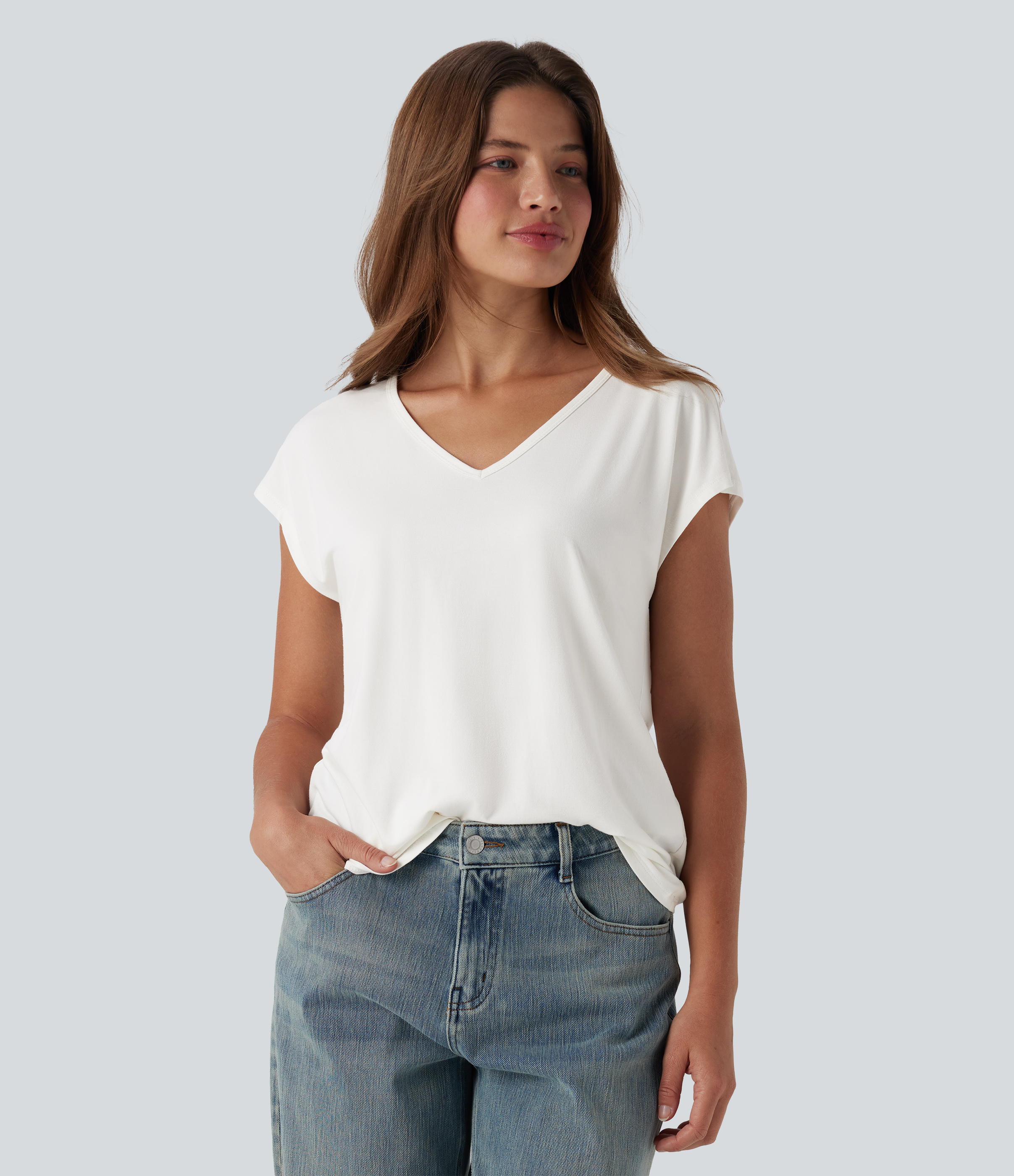 V Neck Short Sleeve Casual T-Shirt